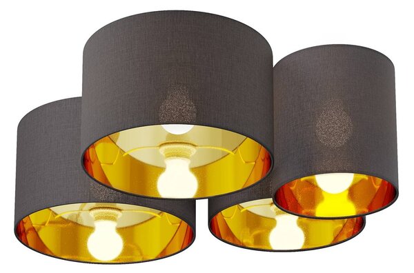 Lindby Laurenz stropná lampa, 4–pl., šedo–zlatá