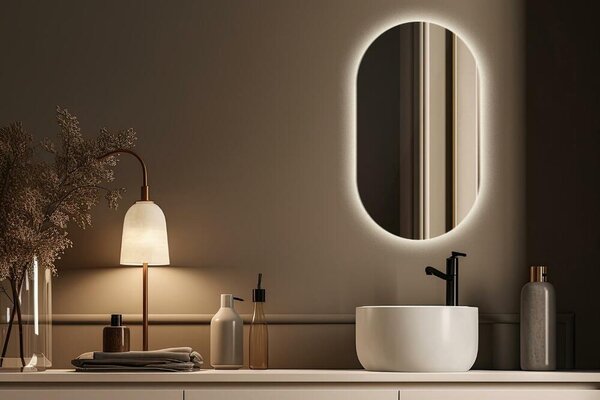 Zrkadlomat.sk Oválne zrkadlo s led osvetlením Oválne zrkadlo s led osvetlením 40x70 cm Neutrálne svetlo (4000K) lnol-40x70-00000000