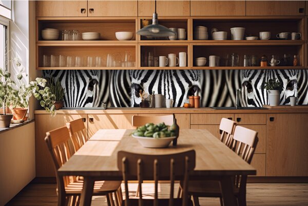 DIMEX | Fototapeta do kuchyne Zebra KI-420-016 | 420 x 60 cm | čiernobiela