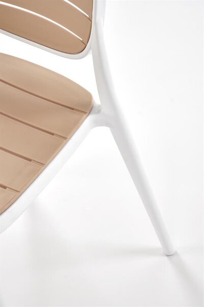 Halmar K529 stolička, PVC, biela/ prírodná