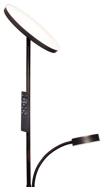 Stmievateľná LED stojacia lampa NORA LED/25W/230V 2200/3000/4000K + LED/5W 3000K čierna + diaľkové ovládanie