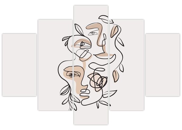 Obraz - Line art tváre (150x105 cm)