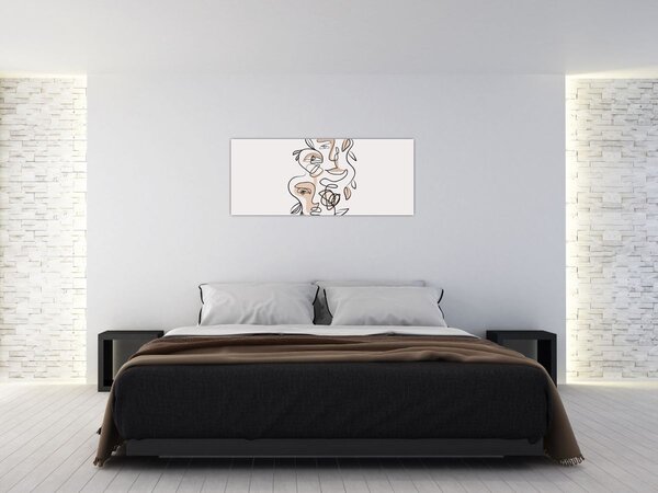 Obraz - Line art tváre (120x50 cm)
