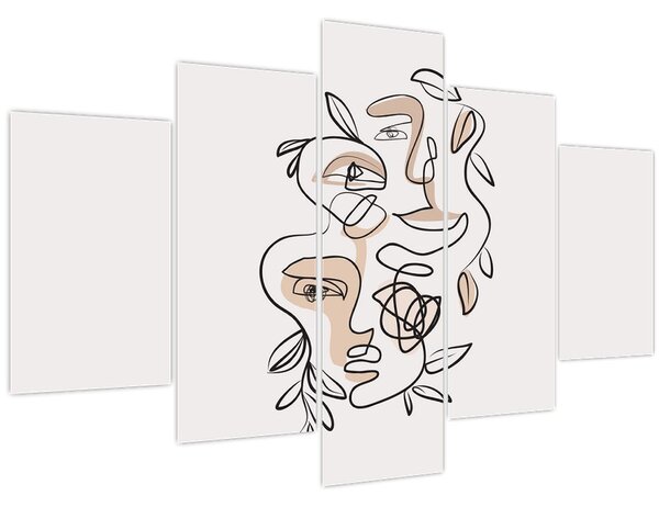 Obraz - Line art tváre (150x105 cm)