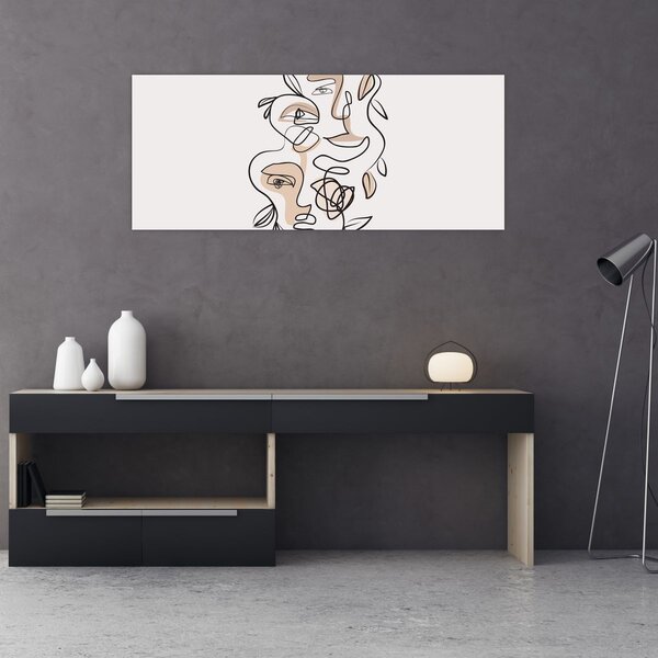 Obraz - Line art tváre (120x50 cm)