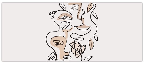Obraz - Line art tváre (120x50 cm)