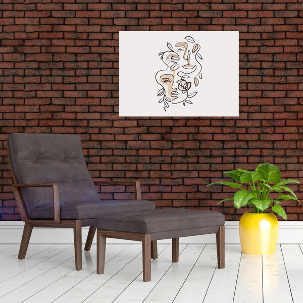 Obraz - Line art tváre (70x50 cm)
