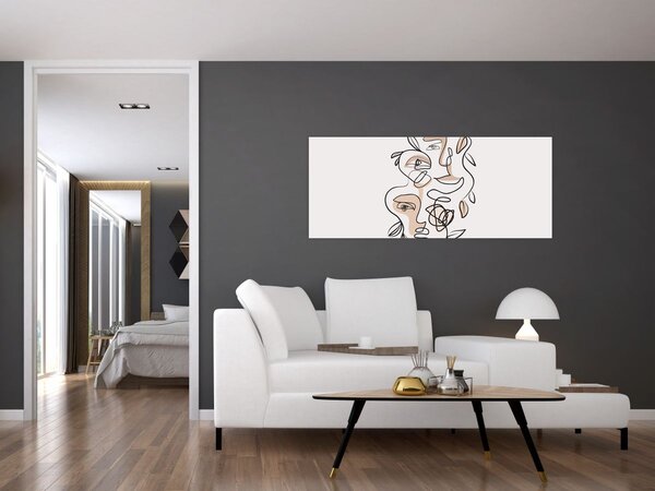 Obraz - Line art tváre (120x50 cm)