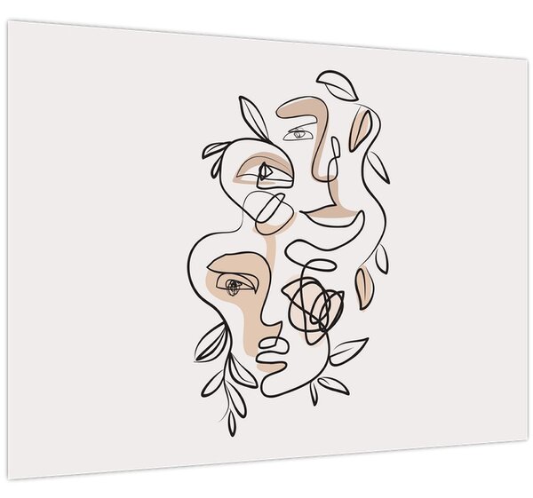 Obraz - Line art tváre (70x50 cm)
