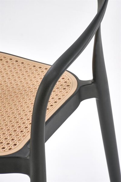 Halmar K530 stolička, PVC, čierna/ prírodná