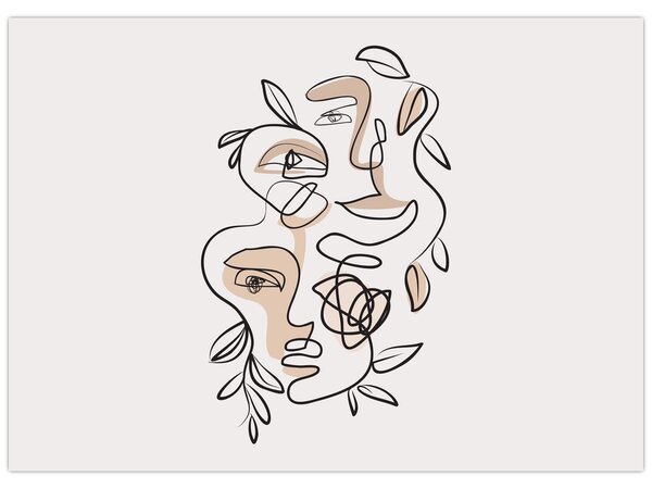 Obraz - Line art tváre (70x50 cm)