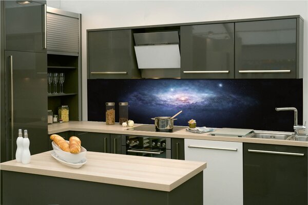 DIMEX | Fototapeta do kuchyne Galaxia KI-260-234 | 260 x 60 cm | čierna, modrá