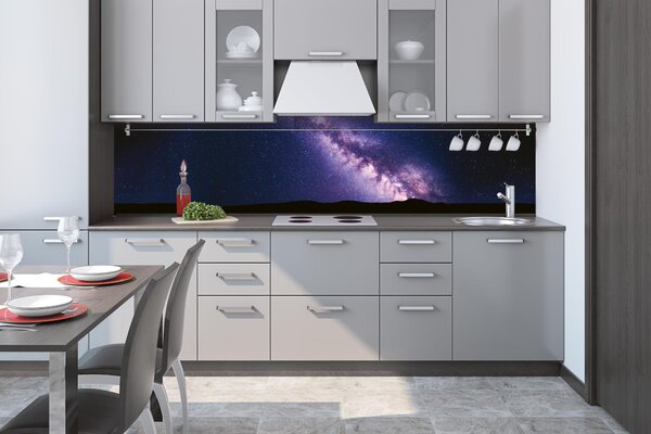 DIMEX | Fototapeta do kuchyne Fialová mliečna dráha KI-260-235 | 260 x 60 cm | fialová, čierna, modrá