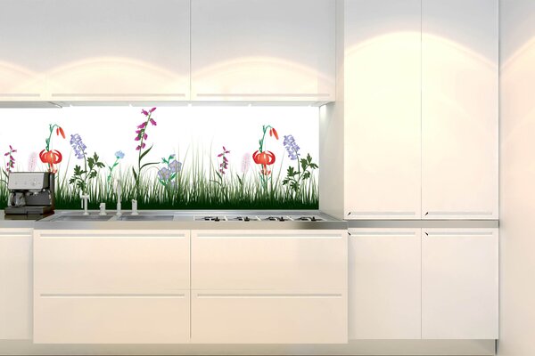 DIMEX | Fototapeta do kuchyne Lúčny design KI-180-182 | 180 x 60 cm | zelená, biela, červená