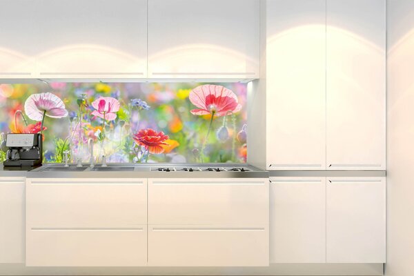 DIMEX | Fototapeta do kuchyne Letná farebná lúka KI-180-199 | 180 x 60 cm | viacfarebná, zelená