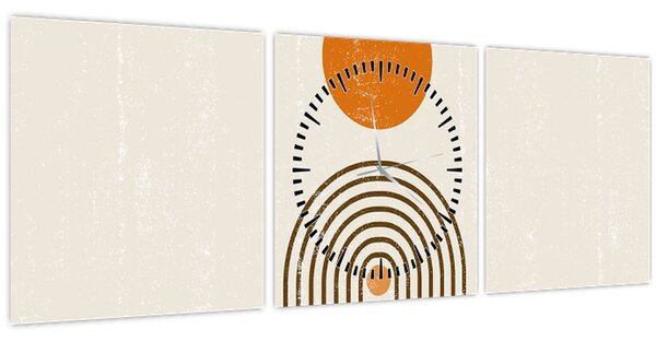 Obraz - Hnedé oblúky (s hodinami) (90x30 cm)
