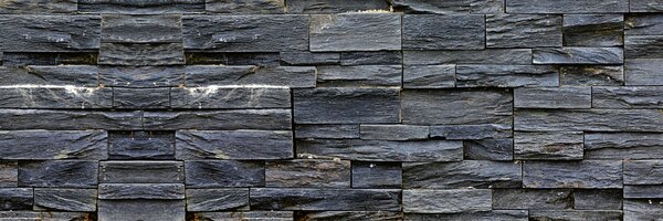 DIMEX | Fototapeta do kuchyne Bridlicový kamenný múr KI-180-248 | 180 x 60 cm | šedá, čierna