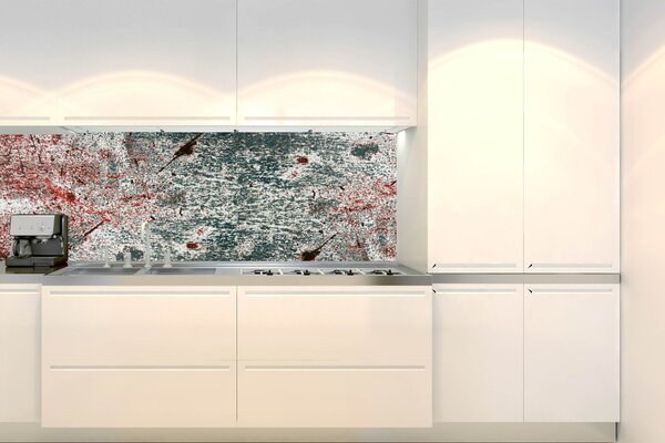 DIMEX | Fototapeta do kuchyne Starý plech KI-180-262 | 180 x 60 cm | šedá, červená