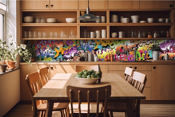 DIMEX | Fototapeta do kuchyne Graffiti KI-420-020 | 420 x 60 cm | viacfarebná