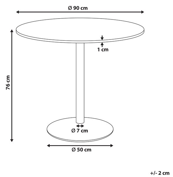 Jedálenský stôl kašmírová svetlobéžová MDF okrúhly tvar ø 90 cm maľovaný povrch podstavec z práškovo lakovaného železa rustikálny boho štýl