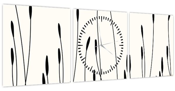 Obraz - Grafická lúka N⁰3 (s hodinami) (90x30 cm)