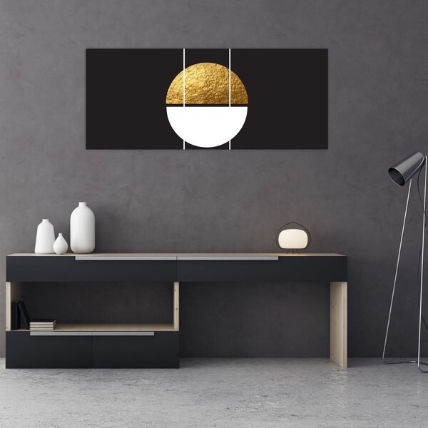 Obraz - Abstrakcia zlatá a čierna N⁰1 (120x50 cm)