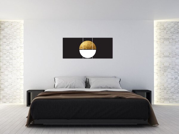 Obraz - Abstrakcia zlatá a čierna N⁰1 (120x50 cm)