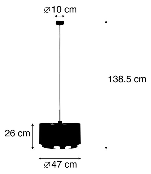 Moderné závesné svietidlo čierne so zlatom 47 cm Duo tienidlo - Combi