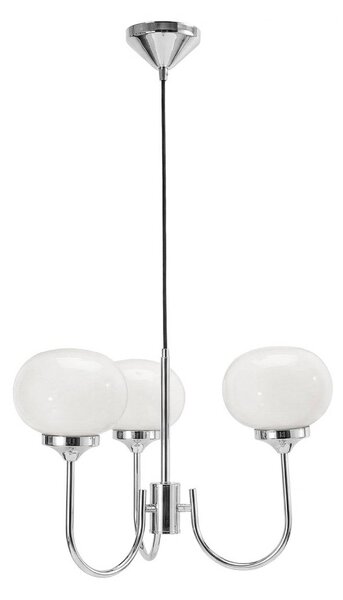 PR Home Závesné svietidlo Elsy, biele/chrómové, 3-pl., 36 cm, sklo, zástrčka, Biela / opálová, Obývacia izba / jedáleň, kov, Škandinávsky, Závesné svietidlo