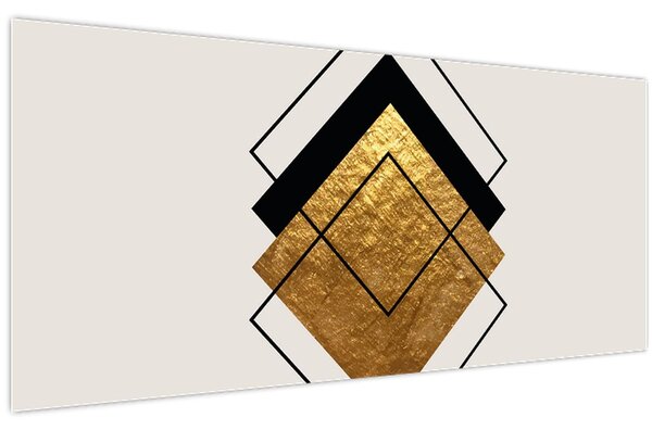 Obraz - Abstrakcia zlatá a biela N⁰1 (120x50 cm)