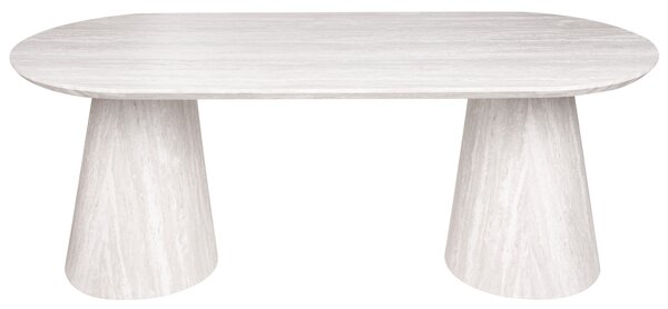 Jedálenský stôl travertínový vzhľad MDF 220 x 95 cm oválny tvar valcovité nohy jedáleň škandinávsky štýl