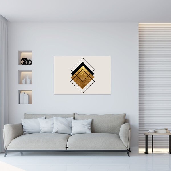 Obraz - Abstrakcia zlatá a biela N⁰1 (90x60 cm)