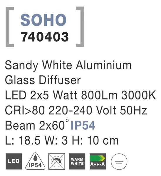 Vonkajšie LED svietidlo Soho 18.5 biele – Biela