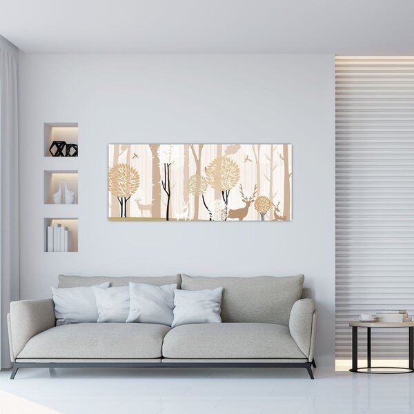 Obraz - Ilustrovaný les (120x50 cm)