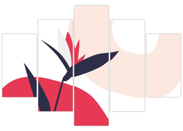 Obraz - Ružová florálna abstrakcia N⁰1 (150x105 cm)