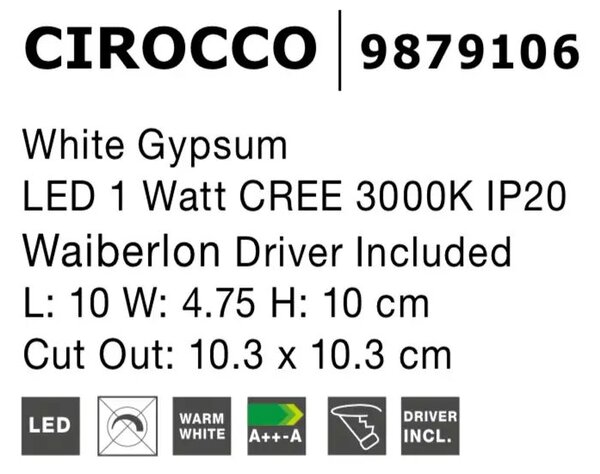 Podhľadové svietidlo Cirocco Top biele – Biela