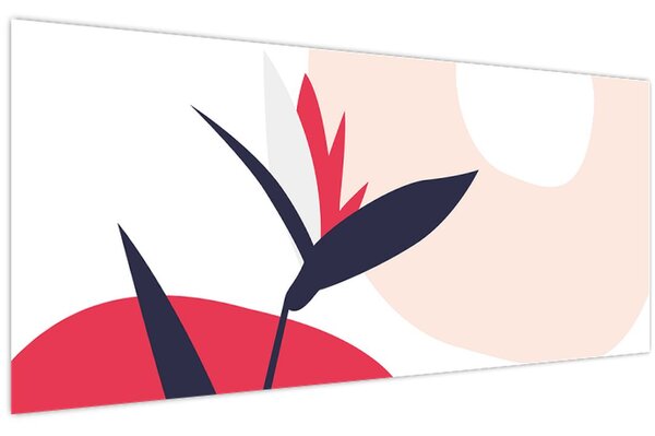 Obraz - Ružová florálna abstrakcia N⁰1 (120x50 cm)