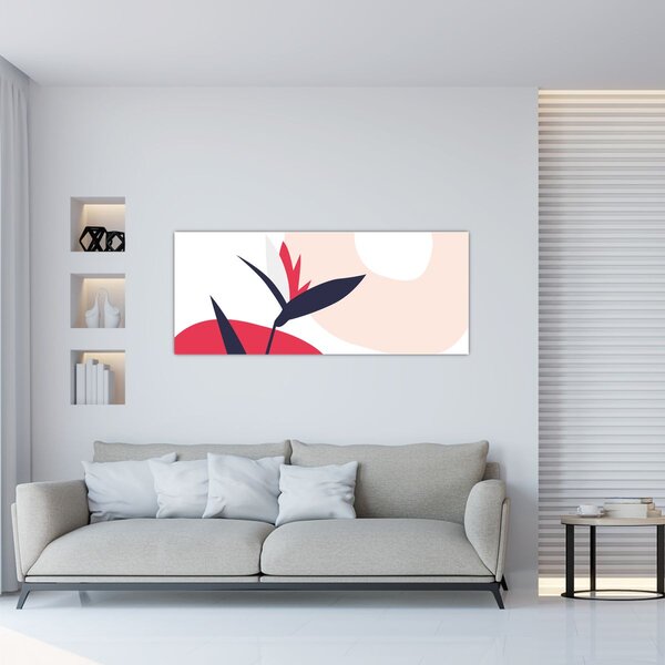 Obraz - Ružová florálna abstrakcia N⁰1 (120x50 cm)