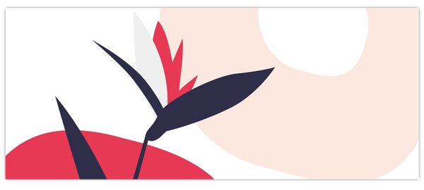 Obraz - Ružová florálna abstrakcia N⁰1 (120x50 cm)