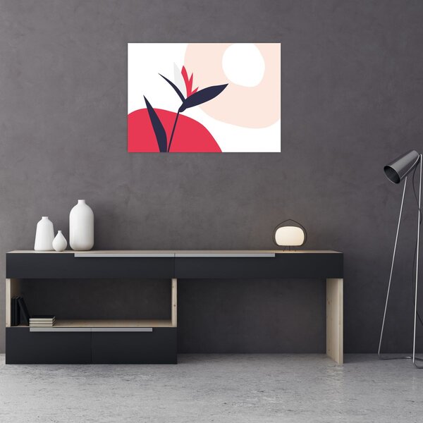 Obraz - Ružová florálna abstrakcia N⁰1 (70x50 cm)