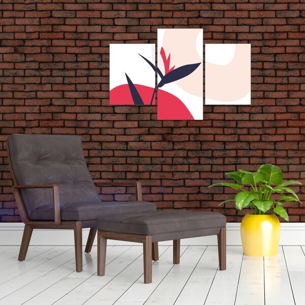Obraz - Ružová florálna abstrakcia N⁰1 (90x60 cm)