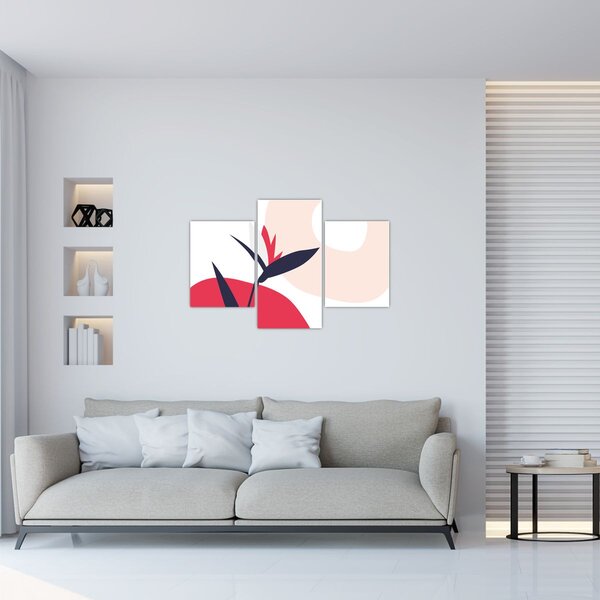 Obraz - Ružová florálna abstrakcia N⁰1 (90x60 cm)