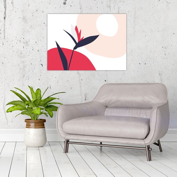 Obraz - Ružová florálna abstrakcia N⁰1 (70x50 cm)