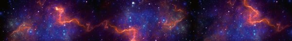 DIMEX | Fototapeta do kuchyne Farebná galaxia KI-420-236 | 420 x 60 cm | modrá, fialová, čierna, oranžová