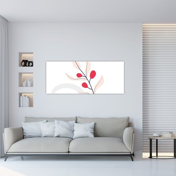 Obraz - Ružová florálna abstrakcia N⁰3 (120x50 cm)