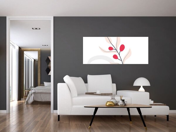 Obraz - Ružová florálna abstrakcia N⁰3 (120x50 cm)