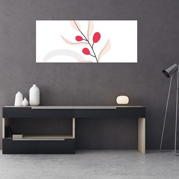 Obraz - Ružová florálna abstrakcia N⁰3 (120x50 cm)