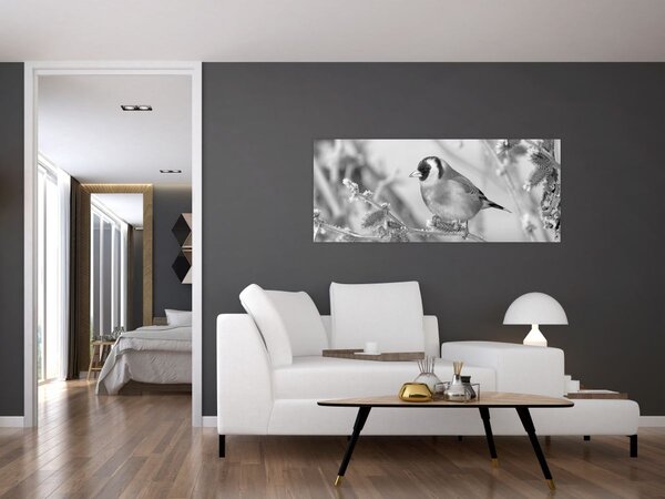Obraz - Vtáčik v zime (120x50 cm)