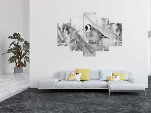 Obraz - Vtáčik v zime (150x105 cm)
