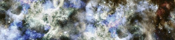 DIMEX | Fototapeta do kuchyne Hlboký vesmír KI-260-239 | 260 x 60 cm | biela, čierna, modrá